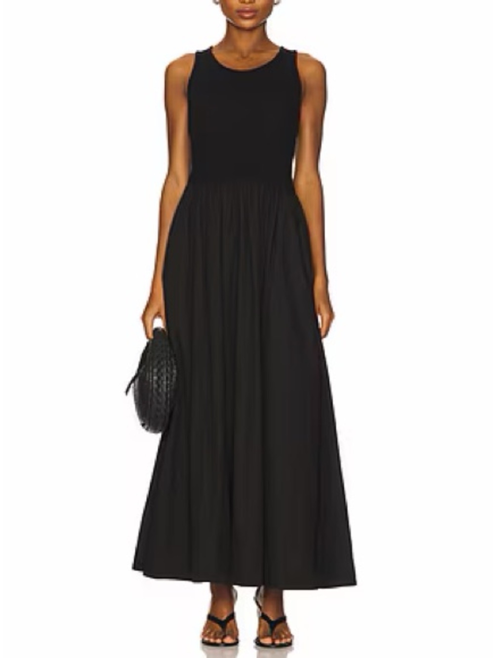 Enza Costa cotton resort tank dress in black
